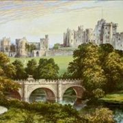 Chromolithograph of Alnwick Castle by Alexander Francis Lydon